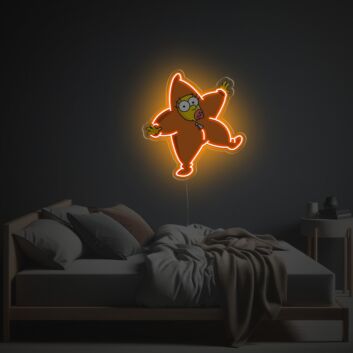 Comicfigur im Sternkostüm LED-Neonschild mit UV-Druck Schlafzimmer Wohnzimmer
