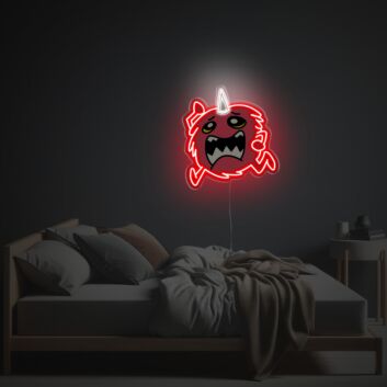 rotes Cartoonmonster mit Horn LED-Neonschild mit UV-Druck für Schlafzimmer Gamingzimmer