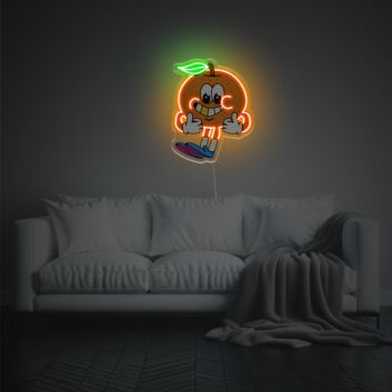 lustige Orange mit Gesicht LED-Neonschild mit UV-Druck Wohnzimmer Bar