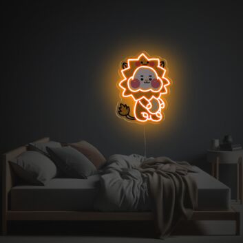 Niedliches LED-Neonschild mit UV-Druck mit Löwenmotiv im Cartoon Stil