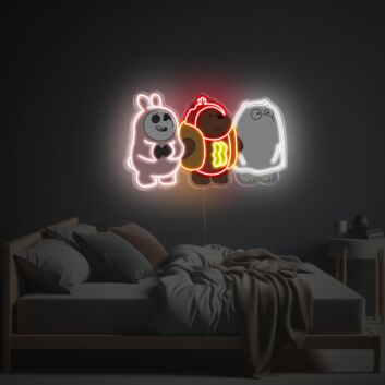 Dekoratives LED-Neonschild mit UV-Druck mit drei niedlichen Cartoon-Figuren