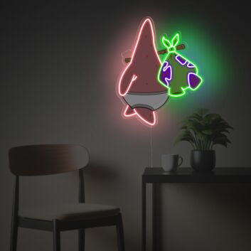 Cartoon-Seestern mit Gepäck LED-Neonschild mit UV-Druck für Wanddekoration