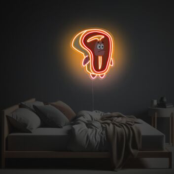 Patrick Star im Steakkostüm LED-Neonschild mit UV-Druck