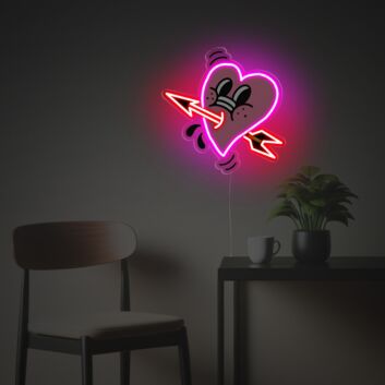 Herz mit Pfeil LED-Neonschild mit UV-Druck für Wanddekoration