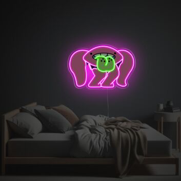 Rosa Monster mit grüner Zunge LED-Neonschild mit UV-Druck