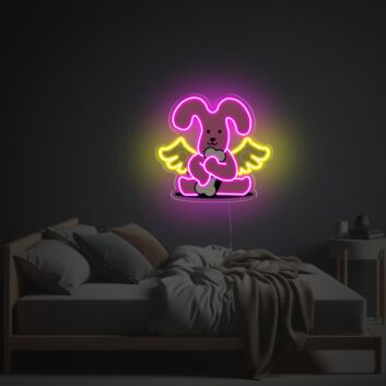 Süßes Hasen Motiv LED Neonschild Wanddekoration