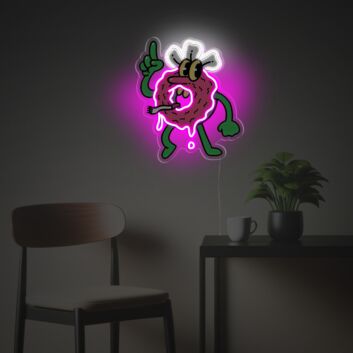 Brighten Your Spaces: Pinky Donut Guy LED Neon Acrylic Artwork Perfect for Home Decor, Bars, and Festive Occasions.