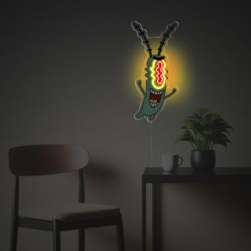 Comicfigur Plankton LED-Neonschild mit UV-Druck für Kinderzimmer Gamingraum