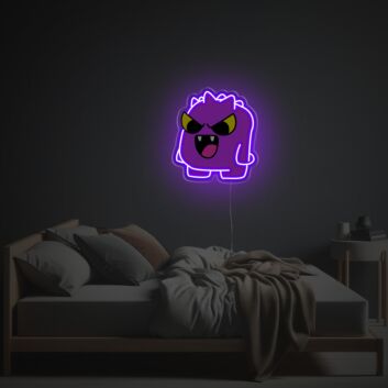 Verspieltes LED Neonschild mit süßem Monstermotiv als auffällige Neon Wanddeko für Schlafzimmer Wohnzimmer oder kreative Innenräume