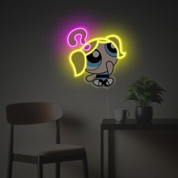 Verspieltes LED Neonschild mit süßem Cartoon-Mädchen als auffällige Neon Wanddeko für Schlafzimmer Wohnzimmer oder kreative Innenräume