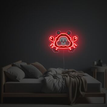 Verspieltes LED-Neonschild mit UV-Druck mit süßem Krabbenmotiv als auffällige Neon Wanddeko für Schlafzimmer Wohnzimmer oder kreative Innenräume