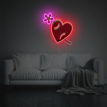 Herz mit Blume LED-Neonschild Wohnzimmer Schlafzimmer