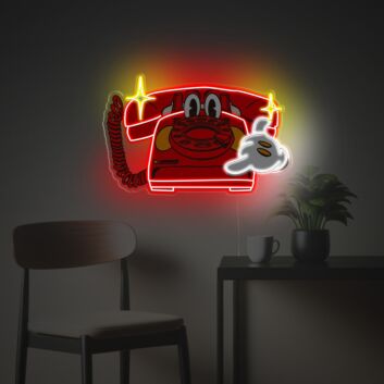 Retro Telefon LED Neonschild als kreative Wanddekoration für Wohnzimmer Büro oder Café