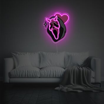 Ghostface mit Herz LED-Neonschild mit UV-Druck