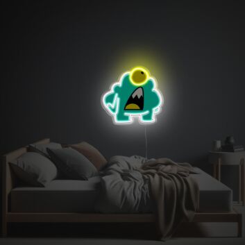 Niedliches LED Neonschild mit Monster Motiv für Wanddekoration