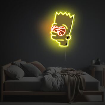 Bart Simpson mit Basketballaugen LED-Neonschild mit UV-Druck