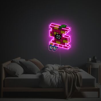 Abstraktes Ziegelmauer LED-Neonschild mit UV-Druck im Cartoon Stil