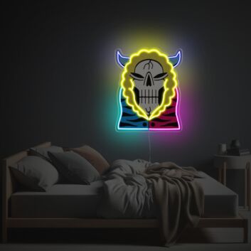 Totenkopf mit Hörnern und Mantel LED-Neonschild