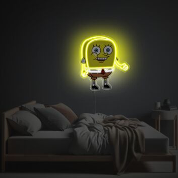 Gelbes Cartoon LED-Neonschild mit UV-Druck mit lächelnder Figur