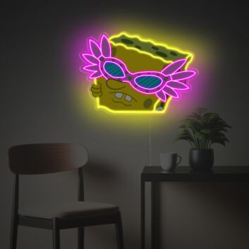 Bring Whimsy to Your Space: Spongebob With Cool Sunglasses LED Neon Acrylic Artwork, Perfect for Children's Rooms, Play Areas, and Birthday Celebrations.