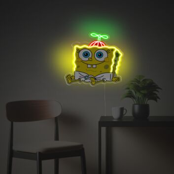 Verspieltes Cartoon LED-Neonschild mit UV-Druck mit niedlicher Sitzfigur und leuchtendem Detail als moderne Neon Wanddekoration für kreative Wohnräume und stilvolle Innenbereiche