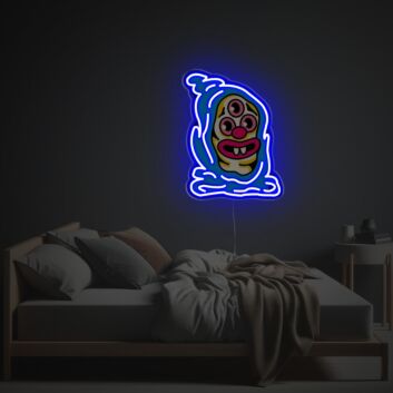 Dreiäugiges Monster in blauer Kapuze LED-Neonschild mit UV-Druck