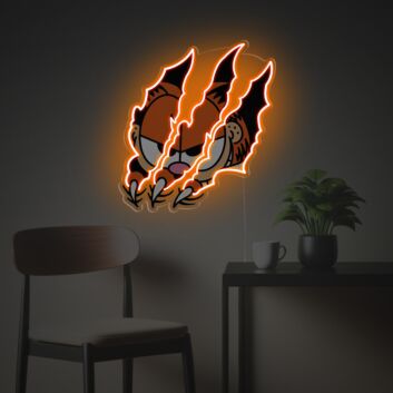 Aggressives LED-Neonschild mit UV-Druck mit abstraktem Katzenmotiv und Kralleneffekt als dekorative Wandbeleuchtung