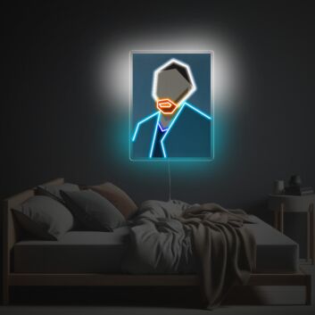 Abstraktes LED Neonschild mit geometrischer Figurenform für moderne Wandgestaltung