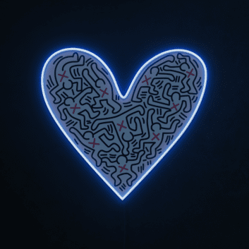 Herz mit abstraktem Muster LED-Neonschild Wohnzimmer Schlafzimmer