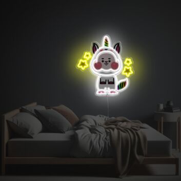 Süßes Einhorn Katze LED-Neonschild mit UV-Druck für Kinderzimmer