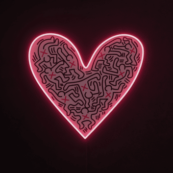 Herz mit abstraktem Muster LED-Neonschild Wohnzimmer Schlafzimmer