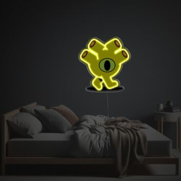 Gelbes Monster mit fünf Augen LED-Neonschild mit UV-Druck