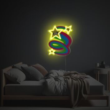 Brighten Up Your Bar, Wedding, or Office Ambiance with Yellow Star With Rainbow Trace LED Neon Acrylic Artwork.