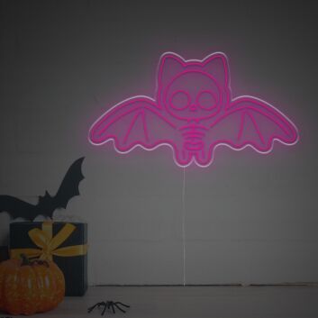 LED Neon Wanddeko Fledermaus Skelett für Halloween