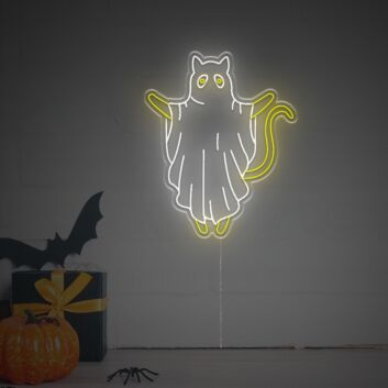 Katze als Geist LED-Neonschild für Halloween Wohnzimmer