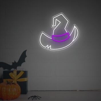 Transform Your Space into a Magical Halloween Haven: Perfect for Home Décor, Themed Parties, and Bars with the Halloween Wizard Hat LED Neon Sign.