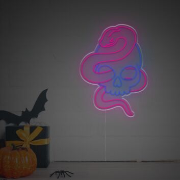 Schädel mit Schlange LED-Neonschild für Halloween Bar