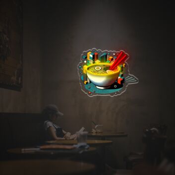 Schüssel Ramen mit Essstäbchen LED-Neonschild mit UV-Druck für Restaurant Café
