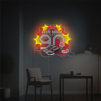 LED Neon Sneaker Wandbeleuchtung im Street Art Stil mit Graffiti Motiv Moderne Neon Wanddekoration für Wohnzimmer Jugendzimmer Studio und Sneaker Fans mit UV-Druck