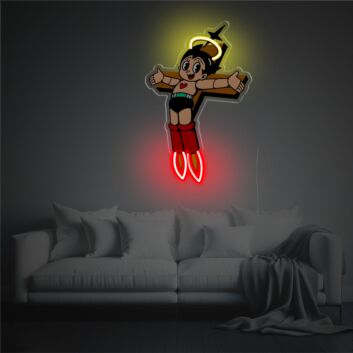fliegender Roboterjunge LED-Neonschild mit UV-Druck Wohnzimmer Gamingzimmer