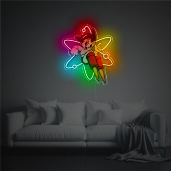 LED Neon Wanddekoration Futuristischer Roboter Junge im Space Stil Bunte Neon Wandbeleuchtung für Wohnzimmer Jugendzimmer Gaming Zimmer und Moderne Räume