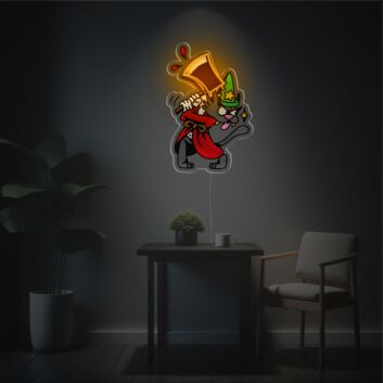 Zauberer Katze mit Bierkrug LED-Neonschild Wohnzimmer Gamingzimmer