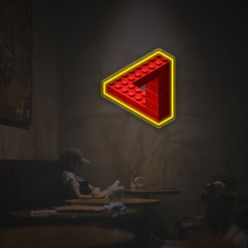 rotes Lego-Dreieck LED-Neonschild mit UV-Druck für Café Wohnzimmer