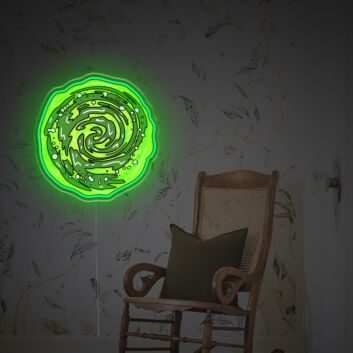 grüner Wirbelportal LED-Neonschild mit UV-Druck Wohnzimmer Gamingzimmer