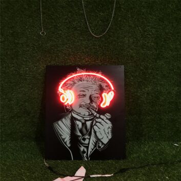 Brighten Your Space - Einstein With Earphone UV Print LED Neon Sign for Bars, Study Rooms, and Music Venues