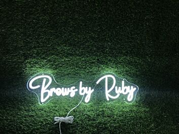 Light Up Your Beauty Salon or Makeup Studio with Brows By Ruby White LED Neon Sign