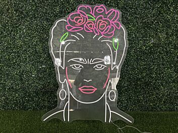 Frida Kahlo mit Blumenkranz LED-Neonschild