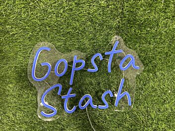 Brighten Up Your Space: Gopsta Stash Blue LED Neon Sign for Bars, Parties, and Home Decor Ambiance.