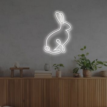 Brighten Your Space: Rabbit Outline LED Neon Sign Perfect for Home Decor, Bars, and Playful Office Ambiances.