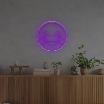 Lachender Emoji mit Freudentränen LED-Neonschild Wohnzimmer Büro